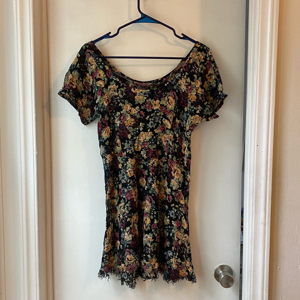 Vintage Grunge Flower Dress